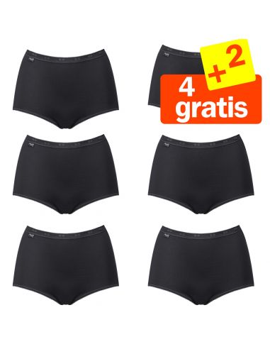 Sloggi Basic Maxi Slip Zwart 6Pack 4+2 Gratis!