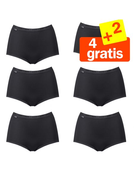 Sloggi Basic Maxi Slip Zwart 6Pack 4+2 Gratis!