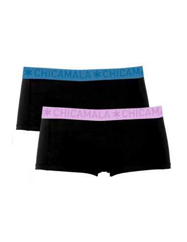 MuchachoMalo Dames Short 2Pack Solid Blue Pink 30