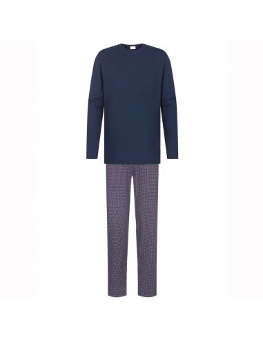 MEY Heren Pyjama Lange mouw Red Tyle Yacht Blue 2240003