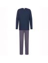 MEY Heren Pyjama Lange mouw Red Tyle Yacht Blue 2240003