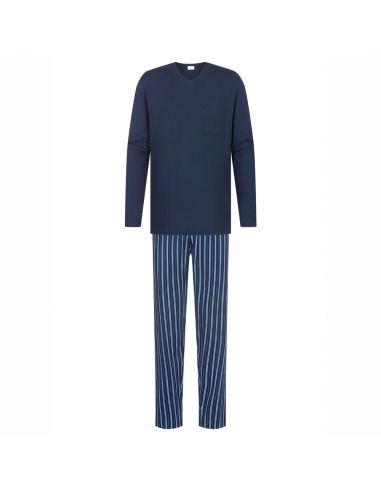 MEY Heren Pyjama Lange mouw Straight Yacht Blue 2240000