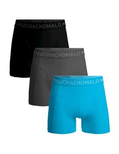 MuchachoMalo Jongens Boxershort 3Pack SOLID Zwart Grijs Blauw 604