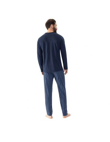 MEY Heren Pyjama Lange mouw Straight Yacht Blue 2240000