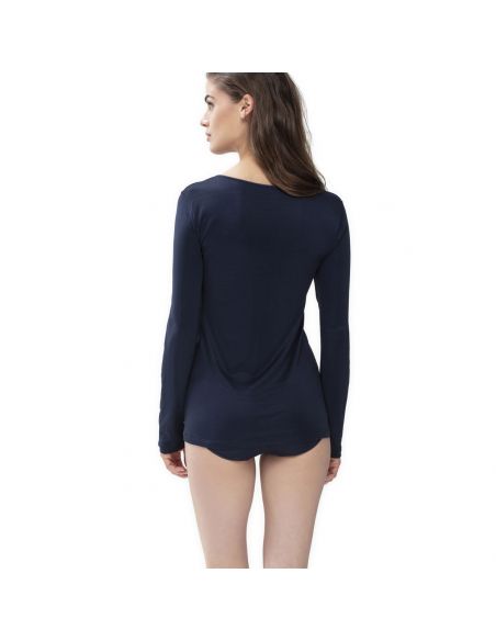 MEY Dames Emotion Longsleeve Shirt Night Blue 56202