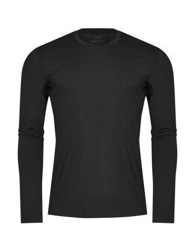 MEY Heren HYBRID Longsleeve T-shirt Zwart 30082