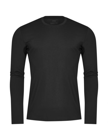 MEY Heren HYBRID Longsleeve T-shirt Zwart 30082