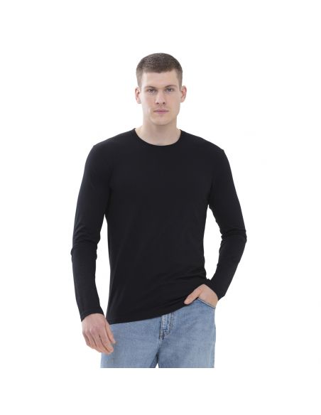 MEY Heren HYBRID Longsleeve T-shirt Zwart 30082