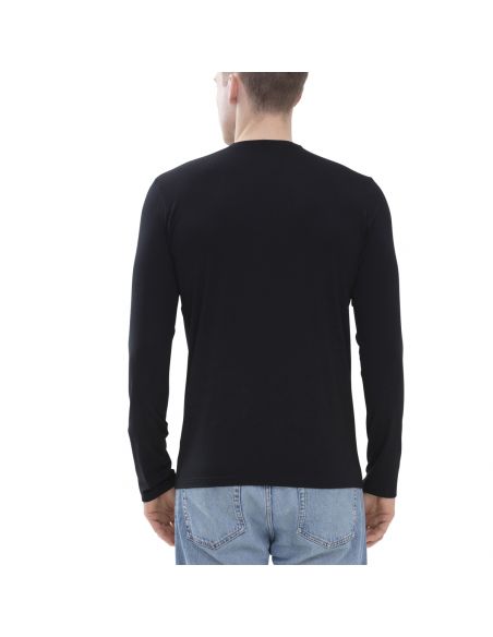 MEY Heren HYBRID Longsleeve T-shirt Zwart 30082