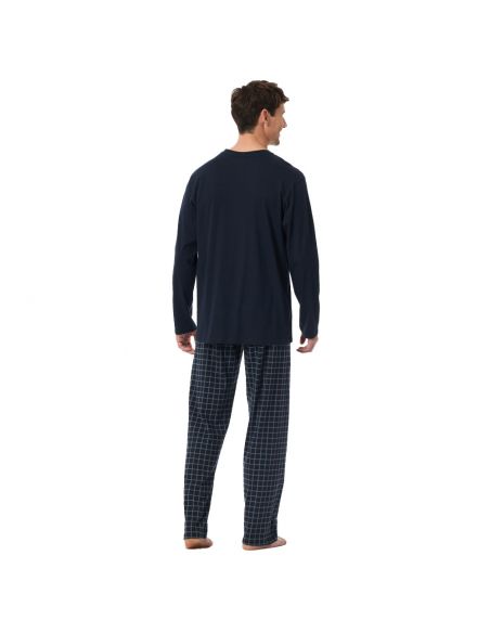 SCHIESSER Pyjama Set Lange Mouw Karos Blauw