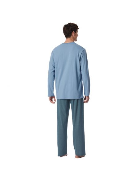 SCHIESSER Pyjama Set Lange Mouw Brusttasche Blauw