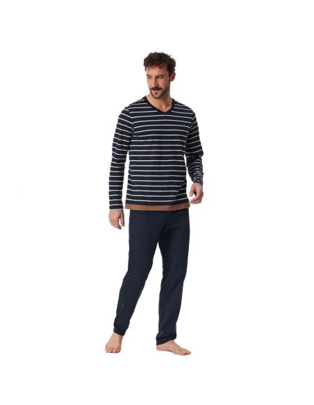 SCHIESSER Pyjama Set Lange Mouw Stipe Nightblue