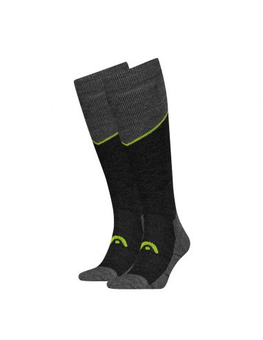 Head Unisex Ski Sokken 2Pack Grijs/Lime