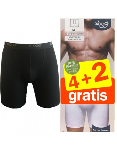 Sloggi Men basic Long Boxershort Zwart 4+2 gratis 6 pack