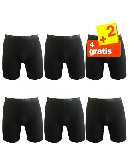 Sloggi Men basic Long Boxershort Zwart 4+2 gratis 6 pack