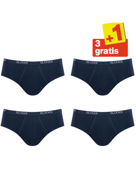 Sloggi Men Basic Midi 4 pack Donkerblauw 3+1 Gratis